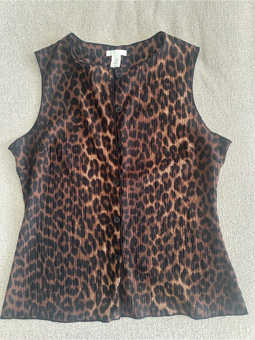 H&M Leopard Print Sleeveless Button-Front Camisole - Brown & Black